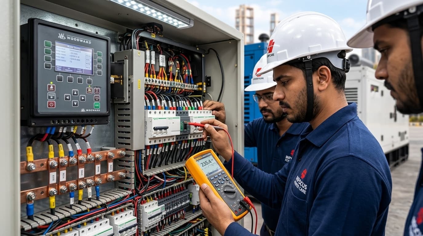 Industrial Diesel Generator Engine Compartment and Sensor Cluster Inspection